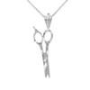 White Gold Diamond Cut Scissors Charm Necklace