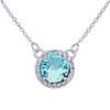 14k White Gold Diamond Aquamarine Necklace