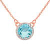 14k Rose Gold Diamond Aquamarine Necklace