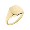 Solid Yellow Gold Cut Corners Engravable Men's Signet Ring