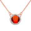 14k Rose Gold Diamond Garnet Necklace