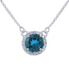 14k White Gold Diamond Blue Topaz Necklace
