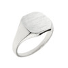 Solid White Gold Cut Corners Engravable Men's Signet Ring