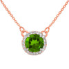 14k Rose Gold Diamond Peridot Necklace