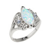 White Gold Marquise Opal Gemstone Ring