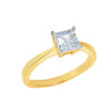 Gold CZ Princess Cut Engagement Ring