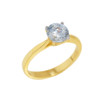 Gold CZ Round Cut Engagement Ring