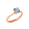 Solid Rose Gold Round Cut CZ Engagement Ring