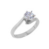 925 Sterling Silver Round Cut Cubic Zirconia Engagement Ring