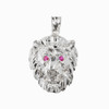 Solid White Gold Diamond Cut Lion Head Pendant