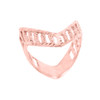 Solid Rose Gold Diamond-Cut Open Work Thumb Ring