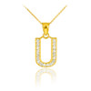 Gold Letter "U" Diamond Initial Pendant Necklace