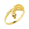 Yellow Gold Diamond-Cut Snake Ring