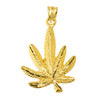 Yellow Gold Marijuana Charm Pendant