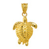 Solid Yellow Gold Turtle Charm Pendant