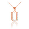 Rose Gold Letter "U" Diamond Initial Pendant Necklace