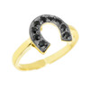Yellow Gold Black Diamond Horseshoe Ladies Ring