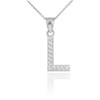 Sterling Silver Letter "L" CZ Initial Pendant Necklace