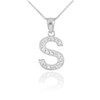 Sterling Silver Letter "S" CZ Initial Pendant Necklace