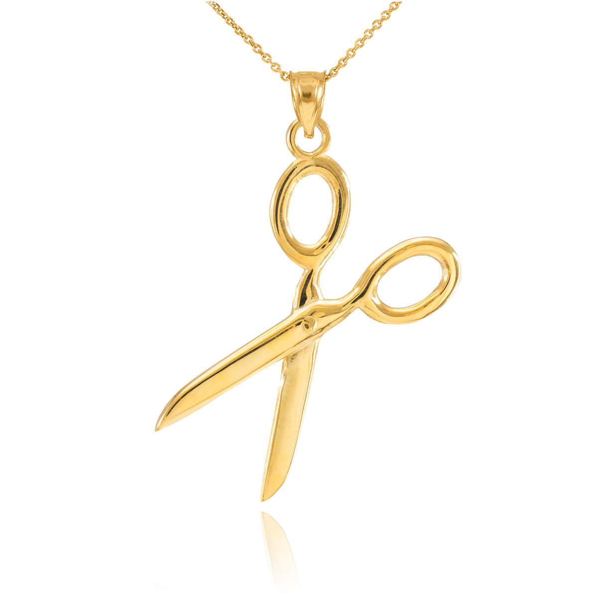 14K White Gold Scissors Charm For Bracelet Or Necklace - 29mm Long, Rhodium Plated, Gift Box Included