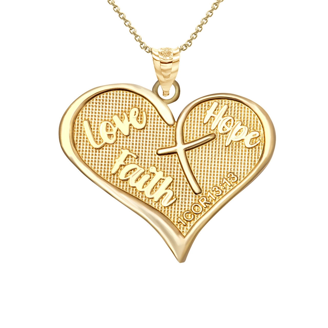 Gold Love, Hope, Faith Prayer Bible Verse 1 Cor 13:13 Textured