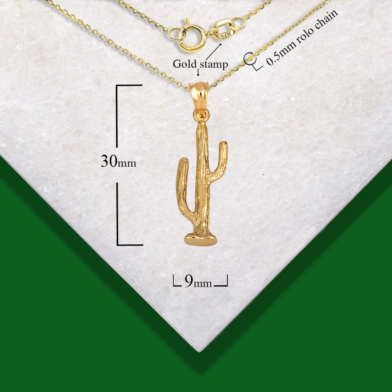 Gold Desert Cactus Flower Plant Pendant Necklace (Available in  Yellow/Rose/White Gold)