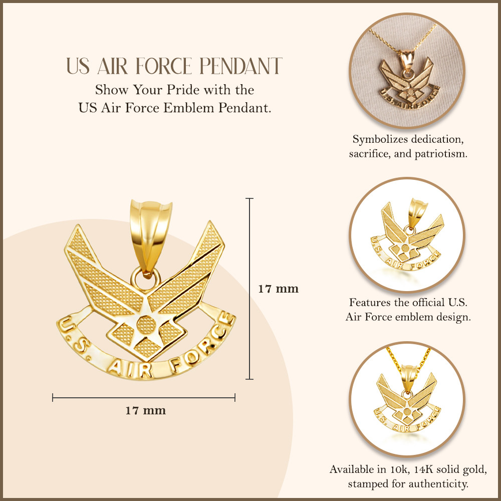 Gold United States Air Force Emblem Officially Licensed Pendant