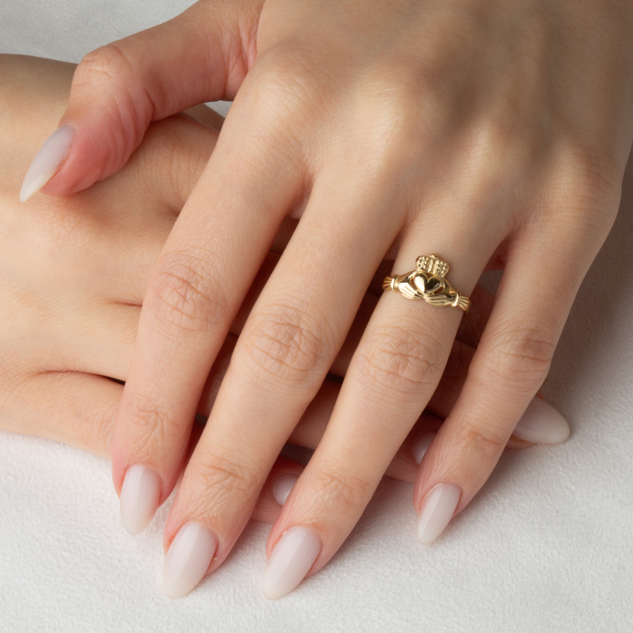 Yellow Gold Celtic Claddagh Heart Irish Crown Ring