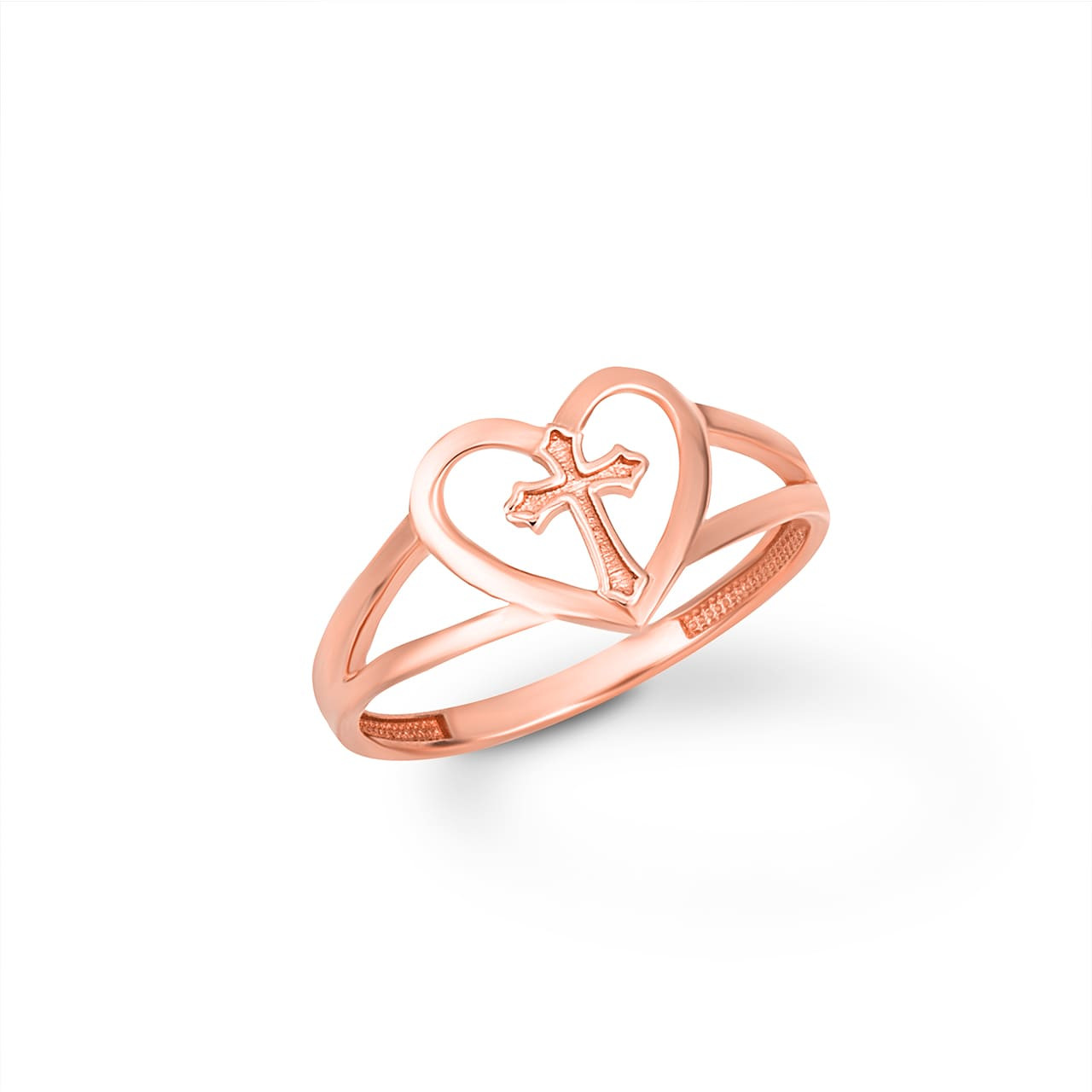 nff☆crucifix heart ring Gold Heart Cross Ring | Factory Direct Jewelry