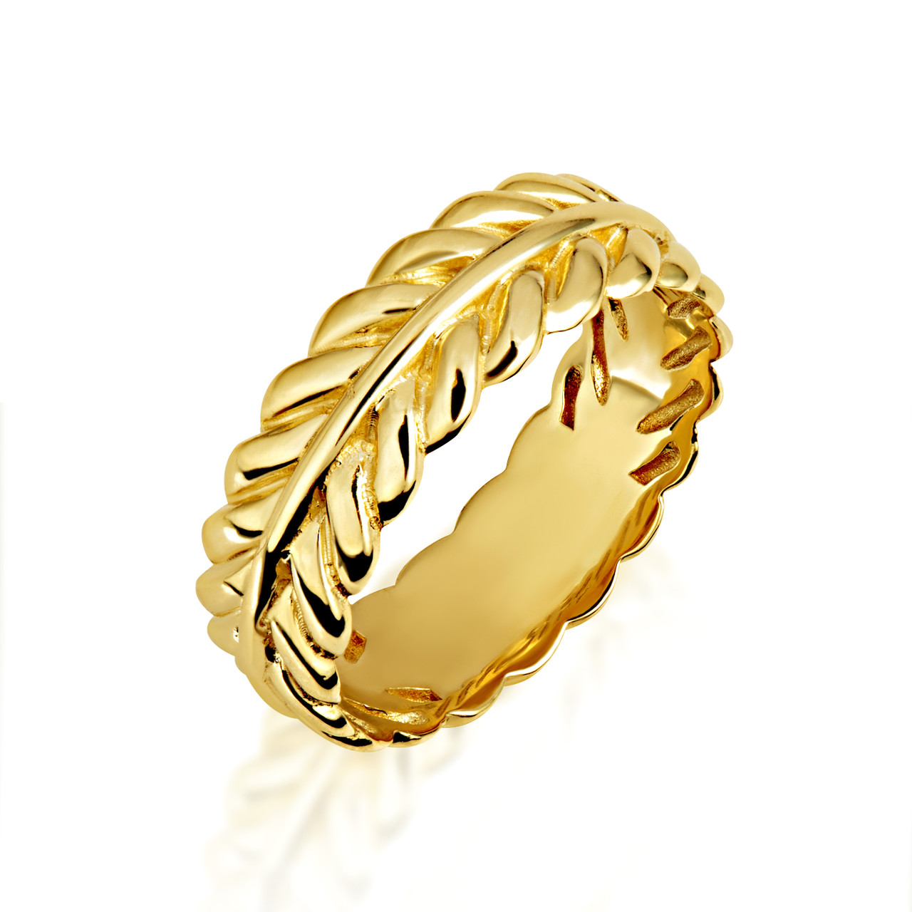 Gold Laurel Wreath Band Ring Set | Factory Direct Jewelry