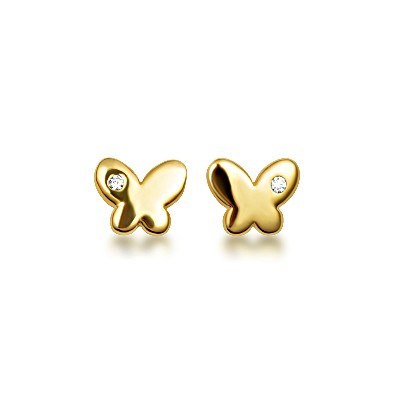 14K Yellow Gold Diamond Butterfly Baby Stud Earrings Factory
