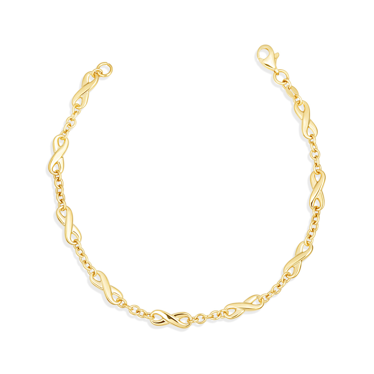 14K Yellow Gold Infinity Charm Link Bracelet | Factory Direct Jewelry