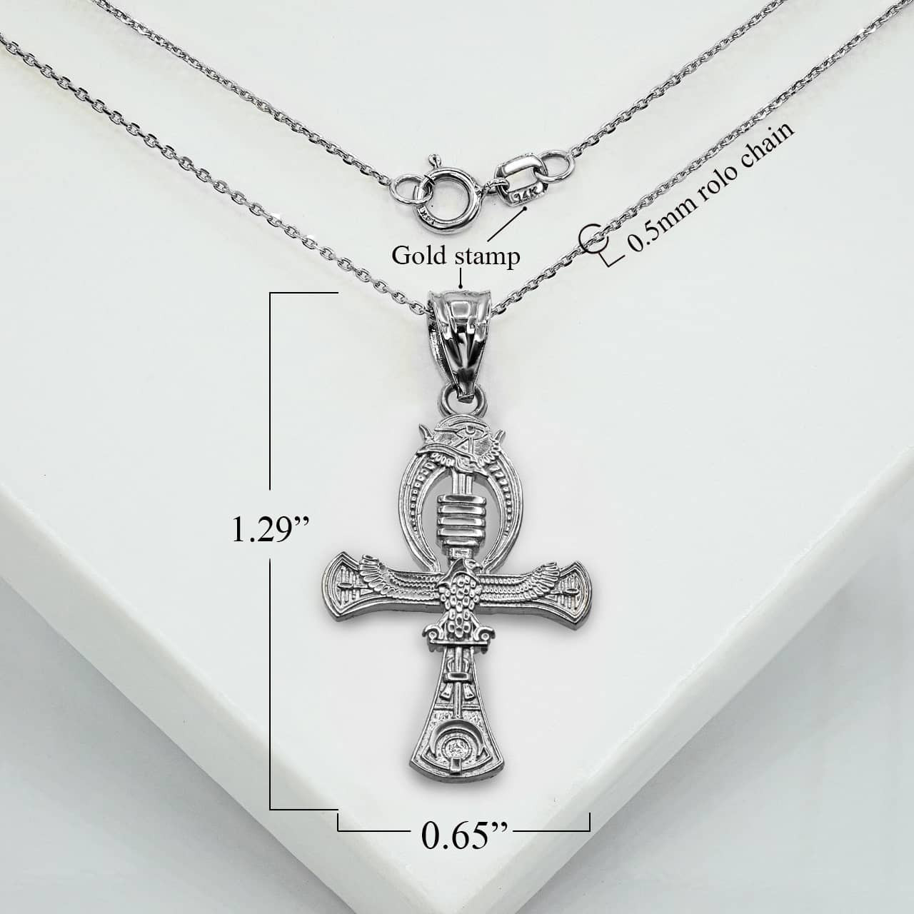 925 Sterling Silver 3D Egyptian Ankh Cross Eagle Eye of