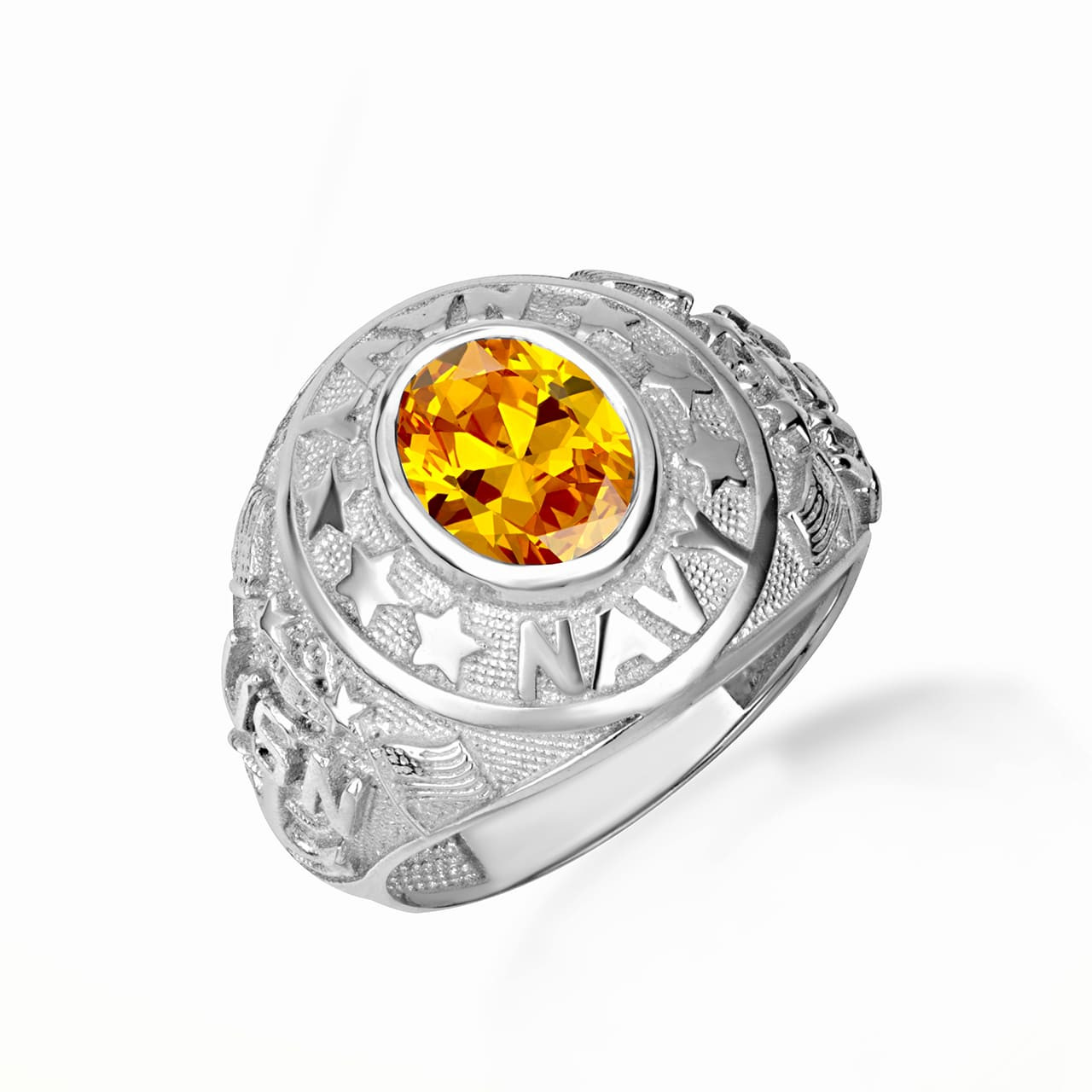 925 Sterling Silver United States Navy Cubic Zirconia