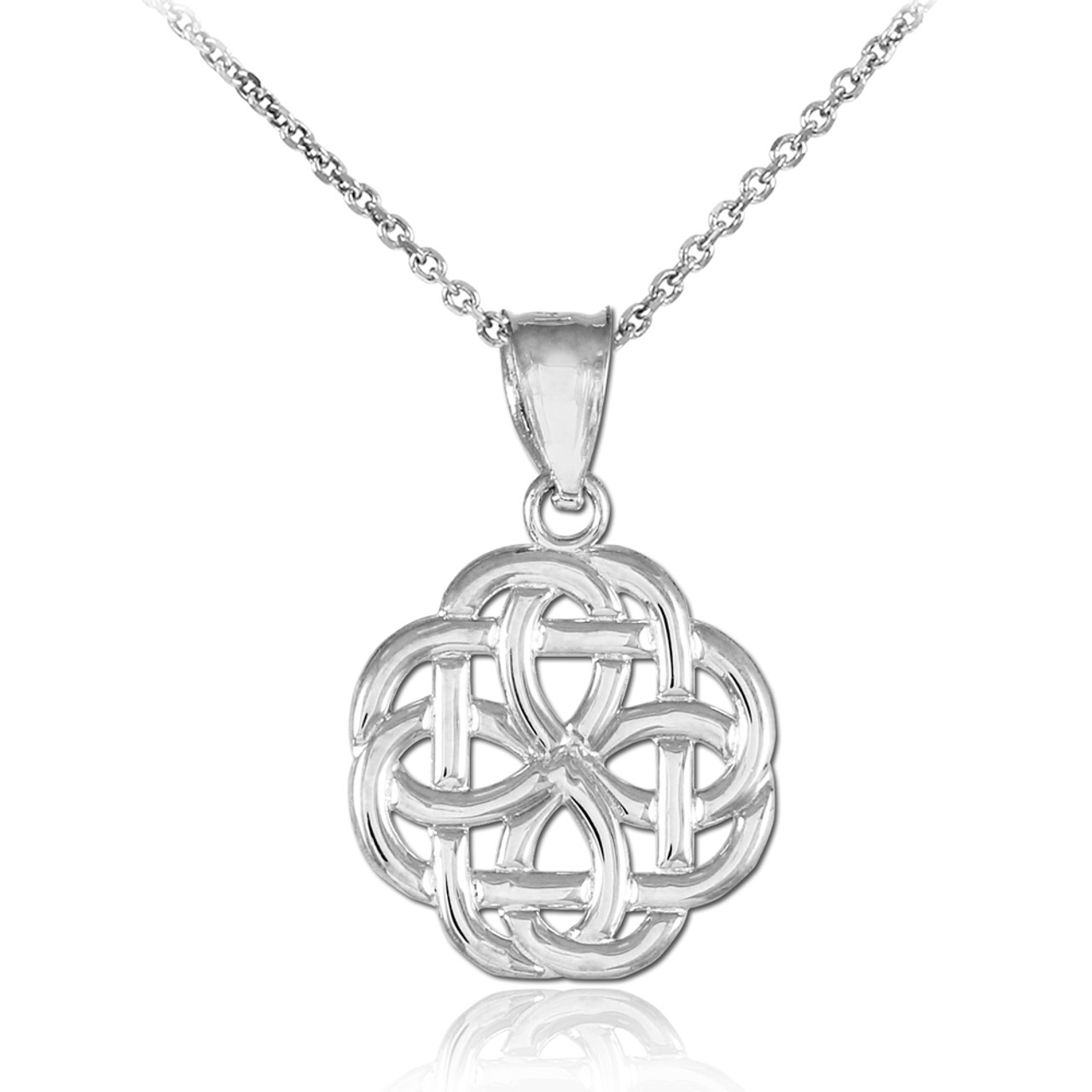 Sterling Silver Pendant Necklace - Celtic Knot Round