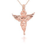 Rose Gold Diamond Cut Angel Pendant Necklace