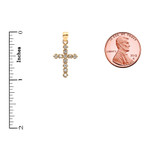 High Polish Reversible Diamond Cross Elegant Gold Pendant Necklace (Available in Yellow/Rose/White Gold)