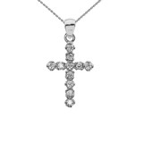 High Polish Reversible Diamond Cross Elegant Gold Pendant Necklace (Available in Yellow/Rose/White Gold)