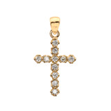High Polish Reversible Diamond Cross Elegant Gold Pendant Necklace (Available in Yellow/Rose/White Gold)