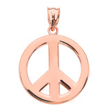 Gold Boho Peace Sign Pendant Necklace (Available in Yellow/Rose/White Gold)