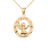 Praying Baby Angel in Yellow Gold