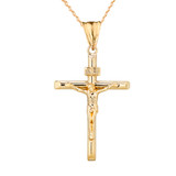 Crucifix Cross (INRI) Pendant Necklace in Yellow Gold