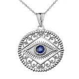 Gold Round Filigree Evil Eye Pendant Necklace(Available in Yellow/Rose/White Gold)
