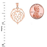 Lion Head Cut Out Pendant Necklace in Gold (Yellow/Rose/White)