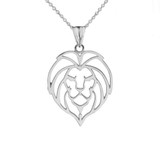 Lion Head Cut Out Pendant Necklace in Gold (Yellow/Rose/White)