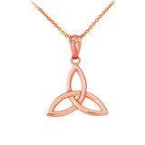 Celtic Knot Triquetra Trinity Diamond Pendant Necklace in Gold (Yellow/ Rose/White)