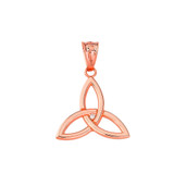Celtic Knot Triquetra Trinity Diamond Pendant Necklace in Gold (Yellow/ Rose/White)
