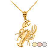 Gold Sea Life Lobster Pendant Necklace (Available in Yellow/Rose/White Gold)