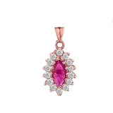 Genuine Ruby Marquise-Shaped Fancy Pendant Necklace in Gold (Available In Yellow/Rose/White Gold)