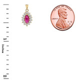 Genuine Ruby Marquise-Shaped Fancy Pendant Necklace in Gold (Available In Yellow/Rose/White Gold)
